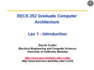 EECS 252 Graduate Computer Architecture  Lec 1 - Introduction