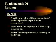 Fundamentals Of Leading