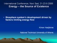 International Conference, Novi Sad, 21-23.9.2006 Energy 