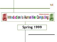 Introduction to Humanities Computing