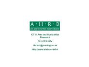 ICT in Arts and Humanities Research