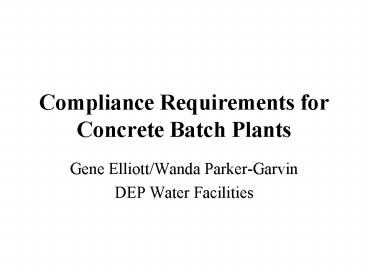 Compliance Requirements for Concrete Batch Plants