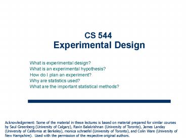 CS 544 Experimental Design