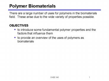Polymer Biomaterials