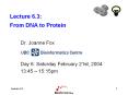 Lecture 6.3:  From DNA to Protein PowerPoint PPT Presentation