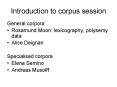 Introduction to corpus session PowerPoint PPT Presentation