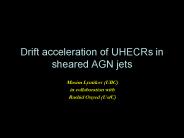 Drift acceleration of UHECRs in sheared AGN jets