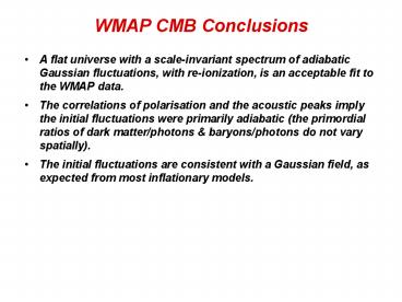 WMAP CMB Conclusions