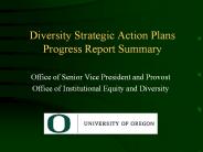 Diversity Strategic Action Plans Progress Report Summary