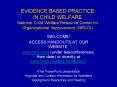 EVIDENCE BASED PRACTICE IN CHILD WELFARE National Child Welfare Resource Center for Organizational I PowerPoint PPT Presentation