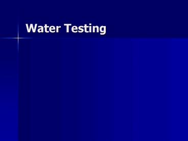 Water Testing