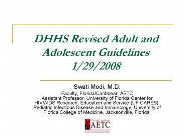 DHHS Revised Adult and Adolescent Guidelines 1292008