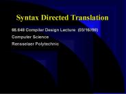 Syntax Directed Translation