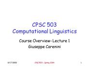 CPSC 503 Computational Linguistics