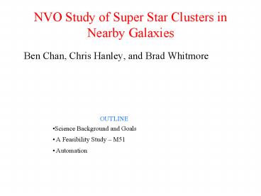 NVO Study of Super Star Clusters in Nearby Galaxies