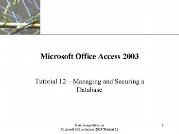 New Perspectives on Microsoft Office Access 2003 Tutorial 12