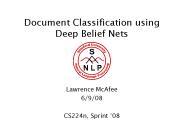Document Classification using Deep Belief Nets