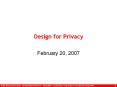 Design for Privacy PowerPoint PPT Presentation