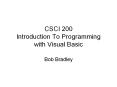 CSCI 200 Introduction To Programming with Visual Basic PowerPoint PPT Presentation