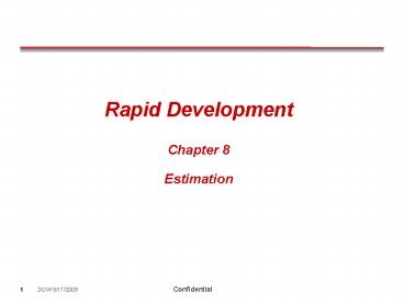 Rapid Development Chapter 8 Estimation