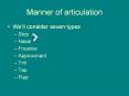 Manner of articulation PowerPoint PPT Presentation