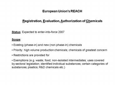 European Unions REACH