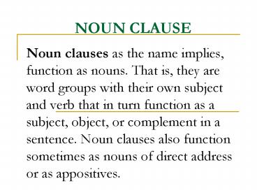 NOUN CLAUSE