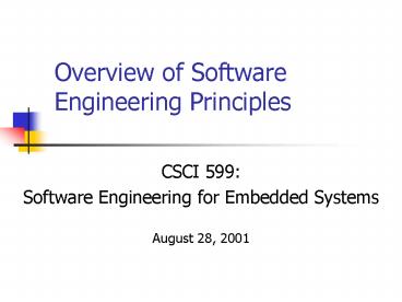 PPT – Overview of Software Engineering Principles PowerPoint ...