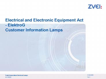 Electrical and Electronic Equipment Act ElektroG Customer Information Lamps