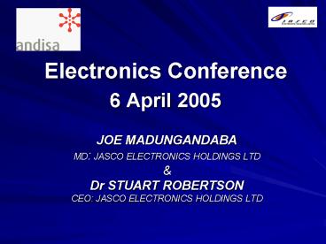JOE MADUNGANDABA MD: JASCO ELECTRONICS HOLDINGS LTD
