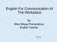 English For Communication At The Workplace