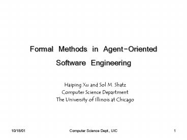Formal Methods in AgentOriented Software Engineering