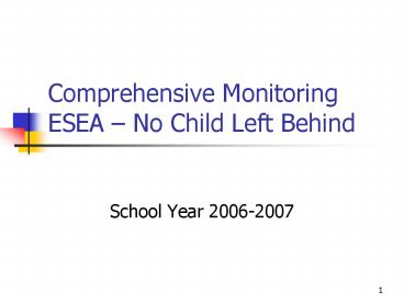 Comprehensive Monitoring ESEA No Child Left Behind