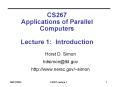 CS267 Applications of Parallel Computers Lecture 1: Introduction PowerPoint PPT Presentation