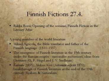 Finnish Fictions 27.4.