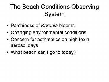 The Beach Conditions Observing System