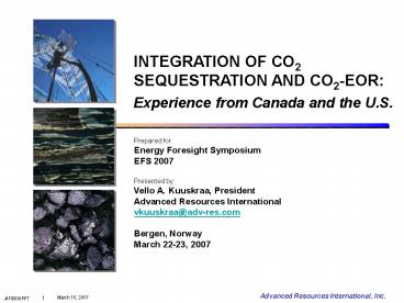 INTEGRATION OF CO2 SEQUESTRATION AND CO2EOR:
