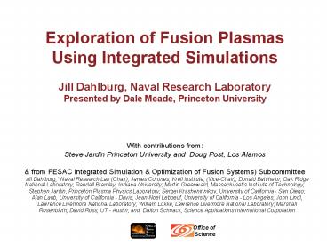 Exploration of Fusion Plasmas