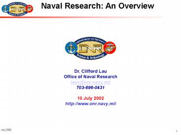 Naval Basic Research PE 0601152N PE 0601153N