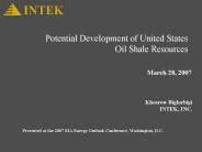 Potential Development of United States Oil Shale Resources