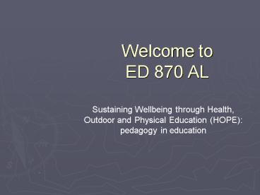 Welcome to ED 870 AL