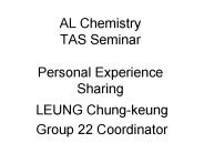 AL Chemistry TAS Seminar Personal Experience Sharing