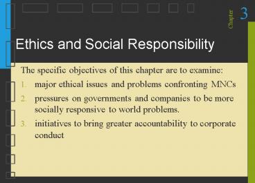 Ethics and Social Responsibility