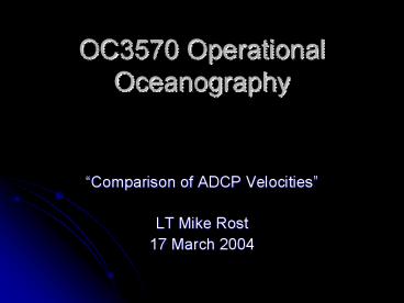 OC3570 Operational Oceanography