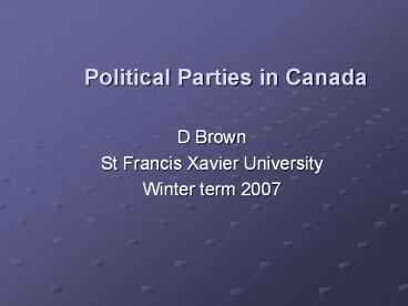 Political Parties in Canada