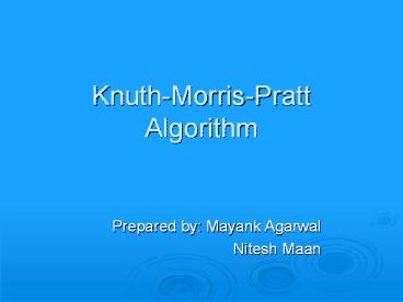 Knuth-Morris-Pratt Algorithm