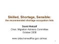 Skilled, Shortage, Sensible: the recommended shortage occupation lists PowerPoint PPT Presentation