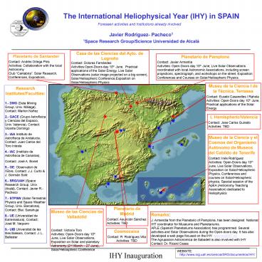 The International Heliophysical Year IHY in SPAIN