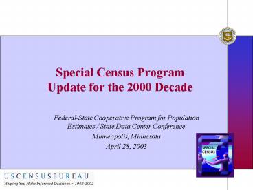 FederalState Cooperative Program for Population Estimates State Data Center Conference