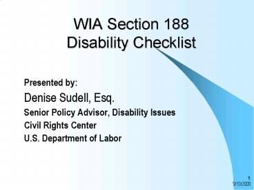 WIA Section 188 Disability Checklist